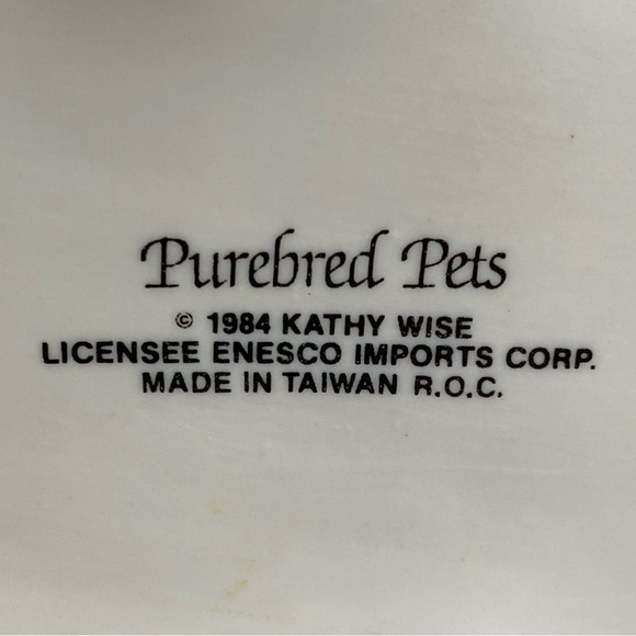 Vintage 1984 Enesco Purebred Pets Grey/black Tabby Kitty By Kathy Wise Figurine - Picture 7 of 11